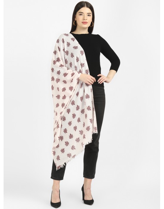 women flower print design stole cream